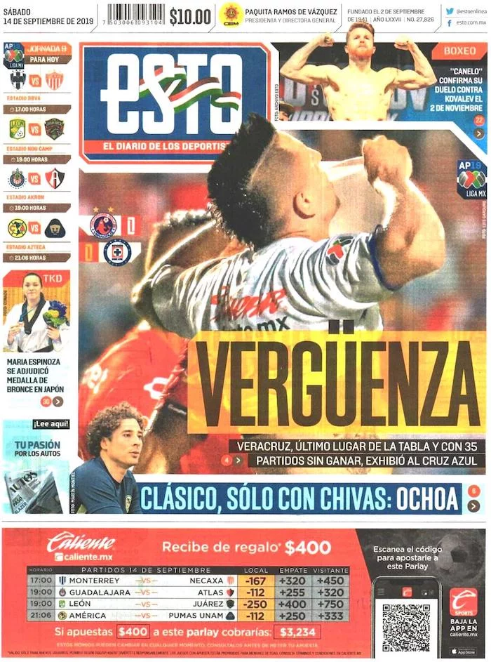 portadas de deportes 14 de septiembre